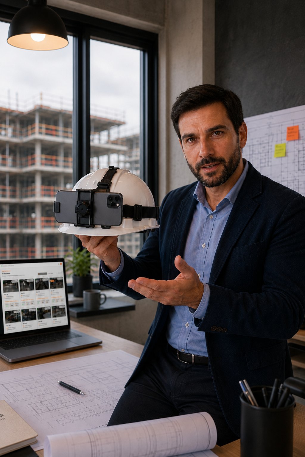 Capacete com suporte para smartphone do ProMonitor